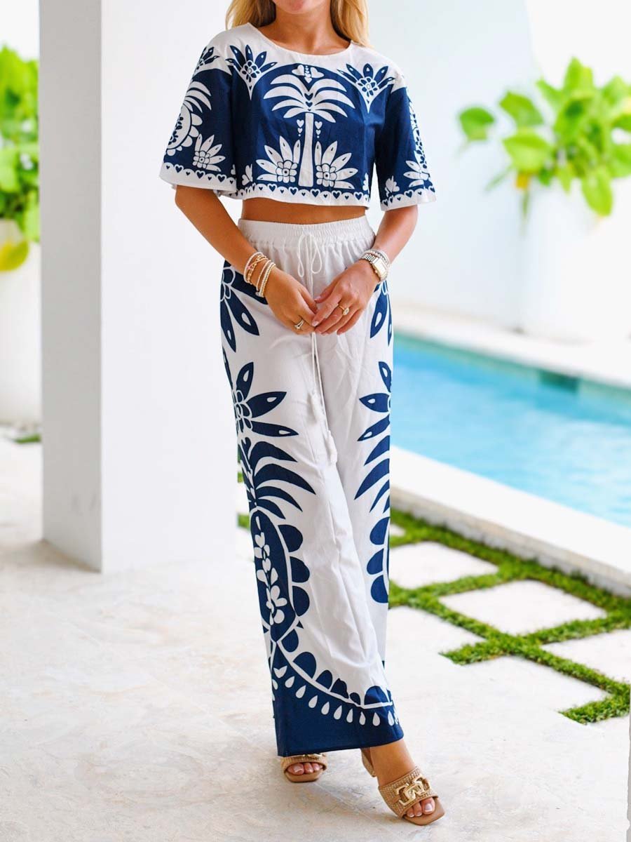 Casual Loose Drawstring Waist Two-piece Set