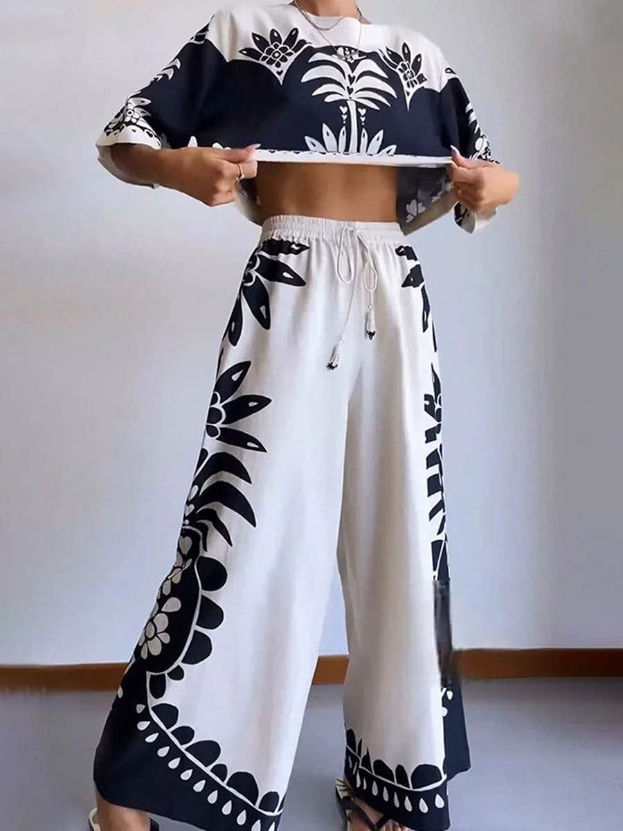 Casual Loose Drawstring Waist Two-piece Set