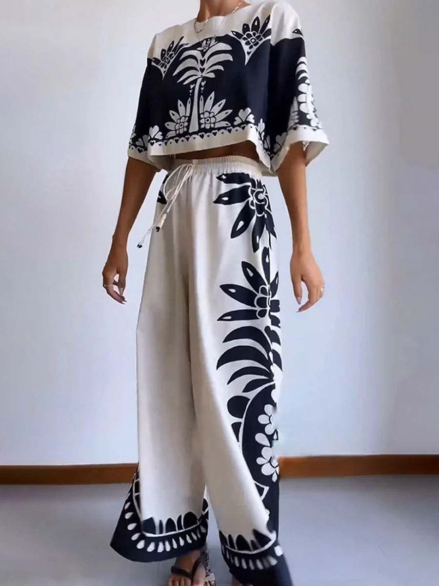 Casual Loose Drawstring Waist Two-piece Set