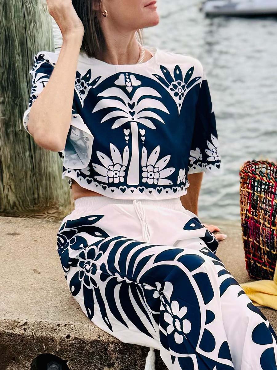 Casual Loose Drawstring Waist Two-piece Set