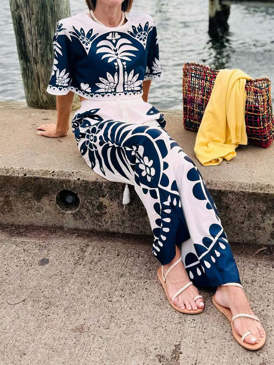Casual Loose Drawstring Waist Two-piece Set
